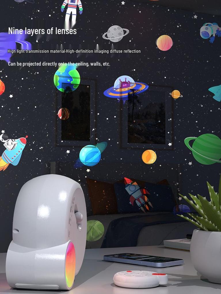 Bluetooth Starry Sky Projector Night Light with Multi-Pattern Effects for Bedroom and Live Room Ambiance.