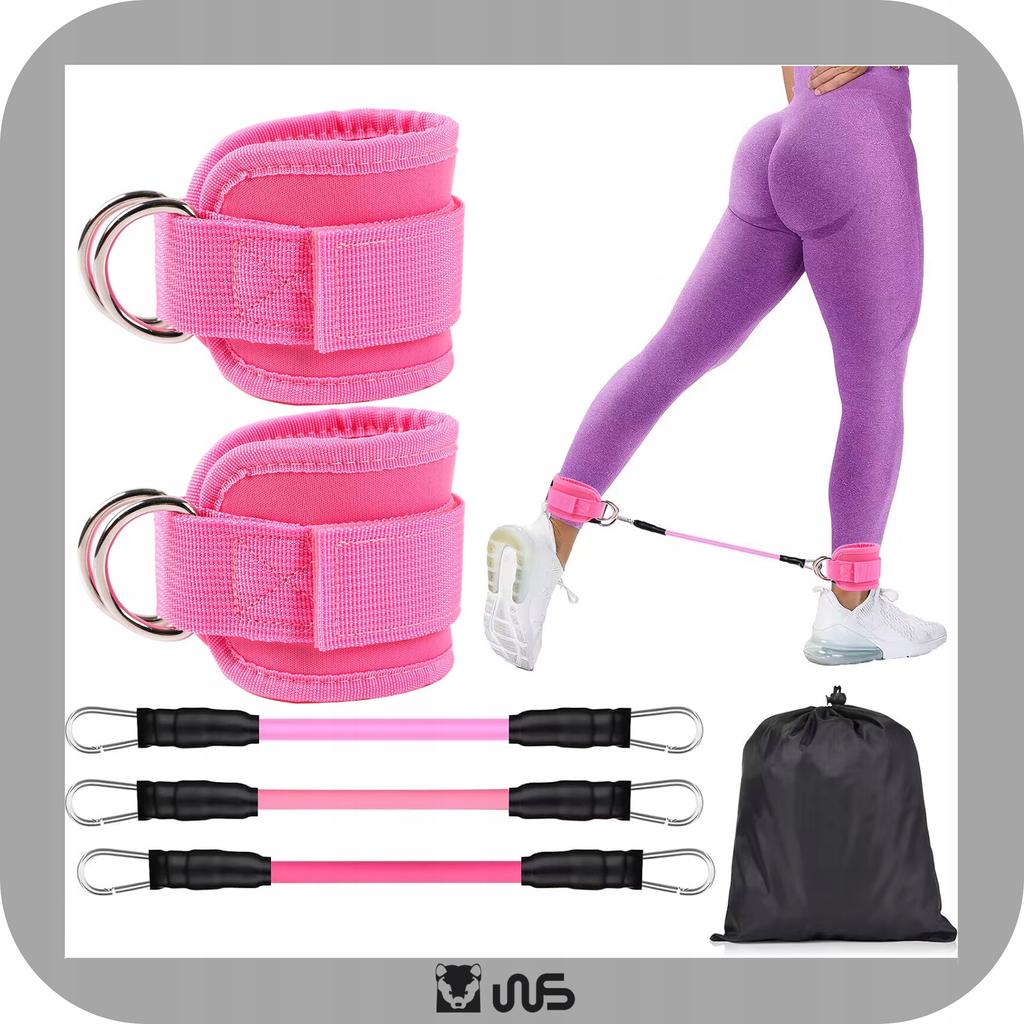 Training Bands Ankle Grips for Pulling Gym Legs Pink 2 Pcs