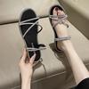 Sandals Female Flat Bottom 2025 Summer New Rhinestone Fairy Ins Wind Outside Wear Slippers Student Soft Bottom Two Wear Sandals