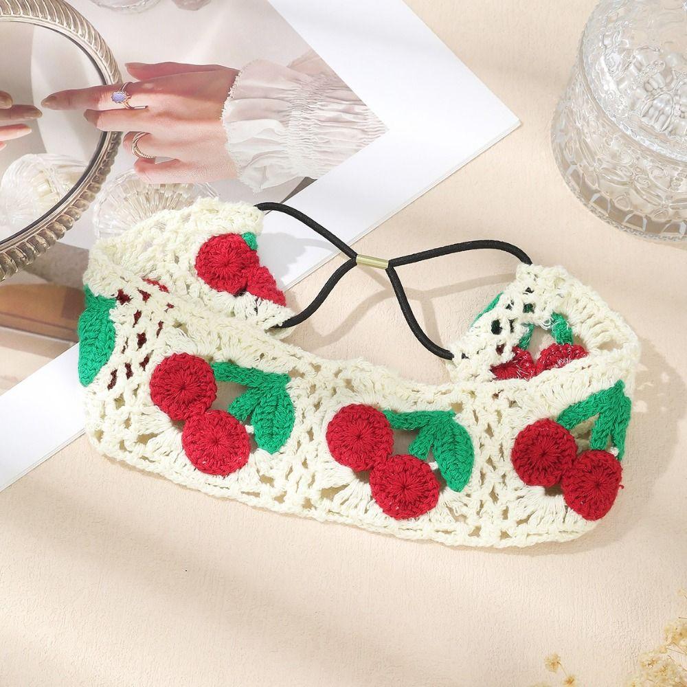 Knitted Flower Headband Elastic Elastic Headband French Wide Headband For Women