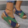 Dames Sandalen met Kleurcontrast en Sleehak, Gekruiste Bandjes Open Teen Zomerschoenen, Comfortabel Ademend Buiten S… Meer