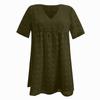 Women's Casual Fashion Short Sleeve V Neck Chiffon Color Loose Dress