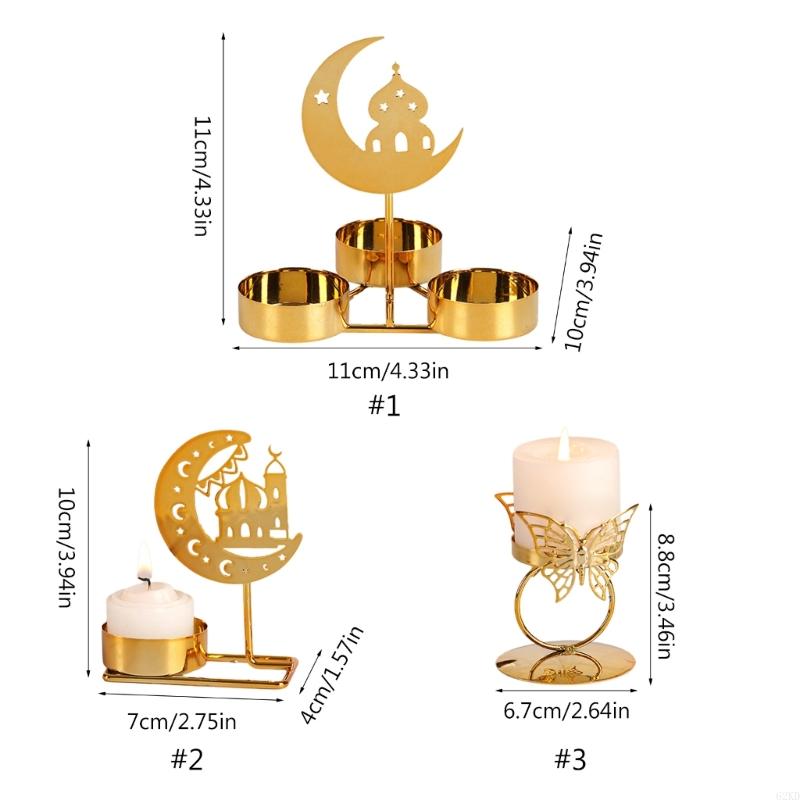 62KD Eid Decoration Moon Castle Butterfly Iron Holder for Table Centerpieces Metal Candlestick Stand Party Gift