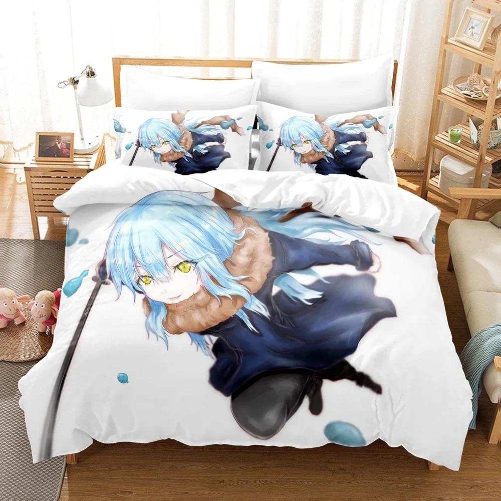 Anime-Bettwäsche-Set „That Time I Got Reincarnated As A Slime Rimuru“, Geschenk für Kinder, Bettbezug, Kissenbezüge, Queen-Size-King-Size-Einzelbett