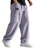 European and American straight-tube loose-tie sports casual pants knitted jacquard trousers men's versatile