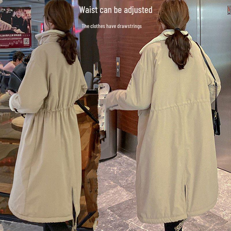 Women's Plus Size Long Velvet Padded Parka - Thick, Warm, Plush Winter Windbreaker