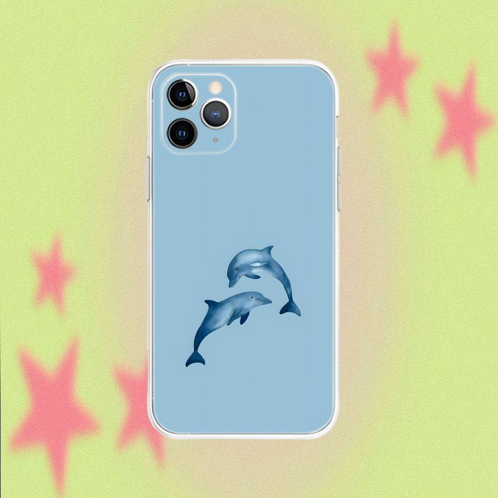 

Summer Ocean Dolphin Transparent Non-Slip Phone Case For iPhone 17,16,15,14,13,12,11,Air,X,XR,Pro,Max,Plus iPhone14Pro