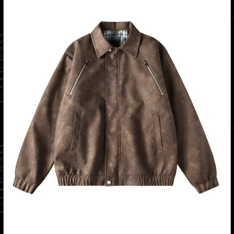 American Retro Leather Lapel Jacket 2026: Double-Sided, Loose, Versatile, Trendy Spring/Autumn Coat