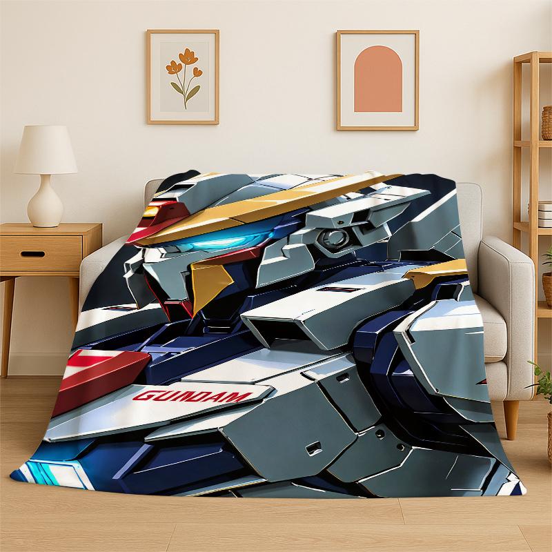 Couverture Flamboyante Robot Robotique Dessin Animé Classique Gundam Couverture Douce et Chaude pour Chambre à Coucher Salon Lit Voyage Camping Pique-nique Enfants