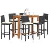 Vidaxl 7-Cz. Black Garden Bar Furniture Set