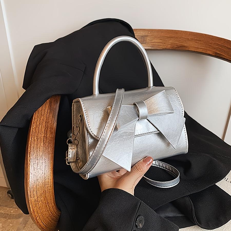 1pc Casual Personality Fashion Bow Shoulder Bag Hand-held Small Square Bag Simple Crossbody Bag