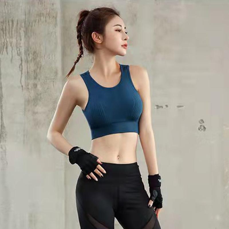 Damen Sport-BH Ohne Bügel Stoßfest Schnelltrocknend Unterwäsche Anti-Sammelnd Stereotypische Schönheit Rücken Hohl Weste mit Herausnehmbarem Brustpolster Yoga Weste