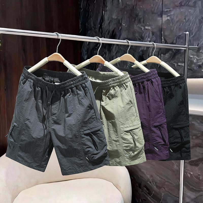 Men's American Workwear Shorts - Summer Loose Fit, Mid-length, Multi-pocket Ice Silk Sports Pants