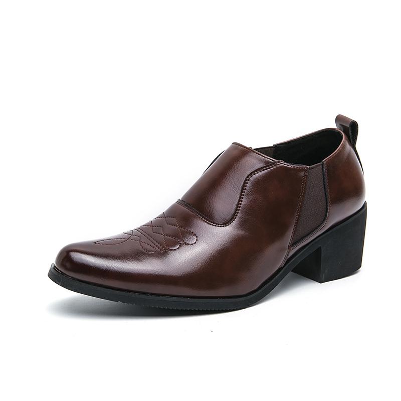 Men Heightened Shoes 6cm High Heels High Quality Leather Shoes Business Party Dress Wedding Shoes Plus Size Slip-on Casual Shoes