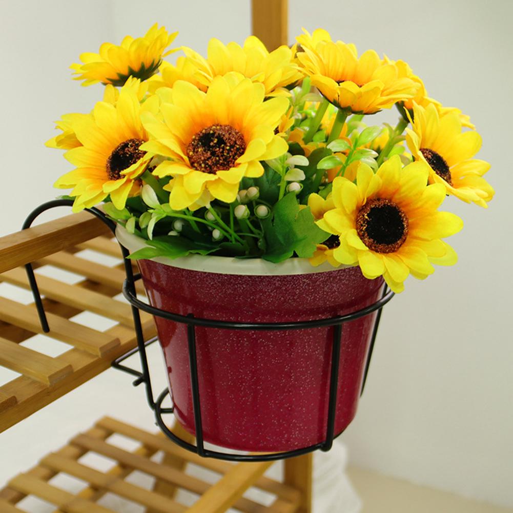 Hanging Railing Plant Pot Holder Outdoor Balcony Deck Flower Pot Holder Basket for Garden Patio Ledge Round