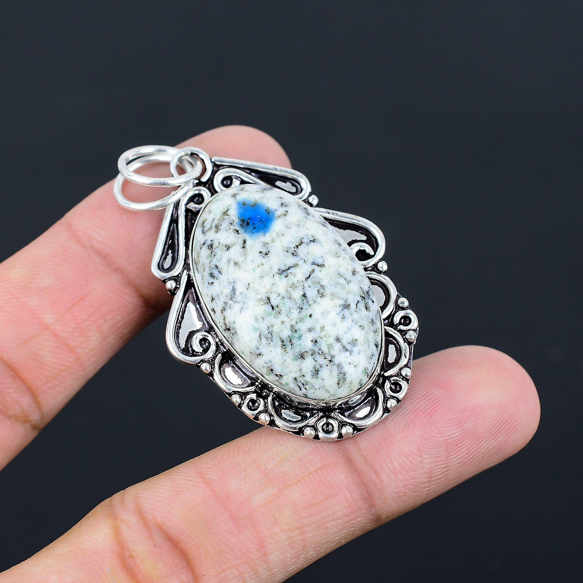 Oval K2 Jasper Gemstone 925 Sterling Silver Bezel Daughter Wedding New Pendant