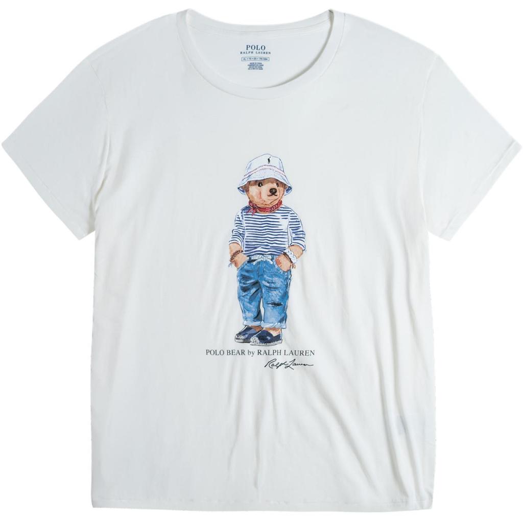 Polo Ralph Lauren Bear Graphic Print Crew Neck Short Sleeve T-Shirt Women Tops White 211753794-001