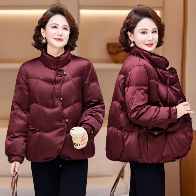 Mom's Winter Warm Padded Jacket, New Middle-aged and Old Women's Padded Jacket, Autumn and Winter Red Padded Jacket