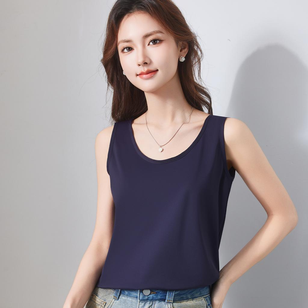 Loose and thin sling vest, women's cold silk cool feeling without chest pad, outer wear, summer thin bottom large size top