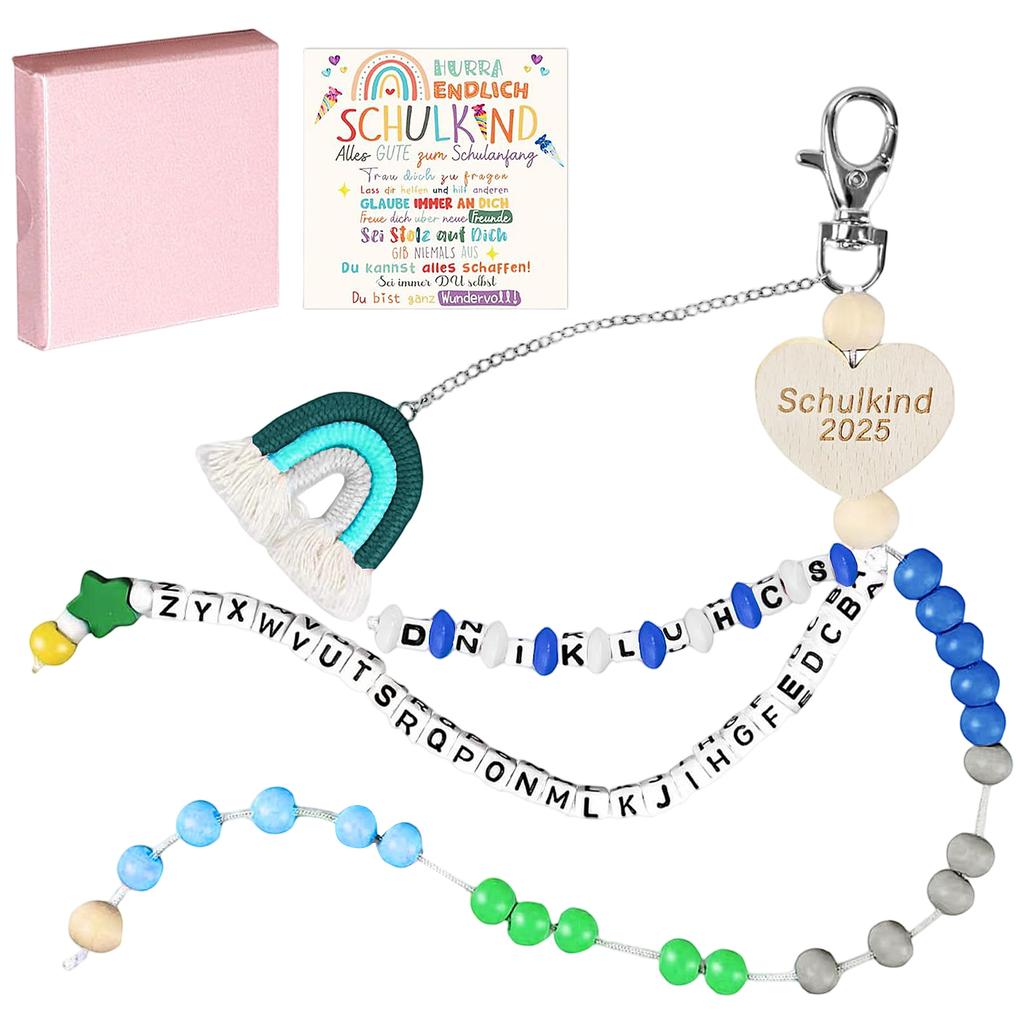 Beaded Keychain, Woven Tassel Pendant Bag, Letter Keychain, Back-to-school Gift