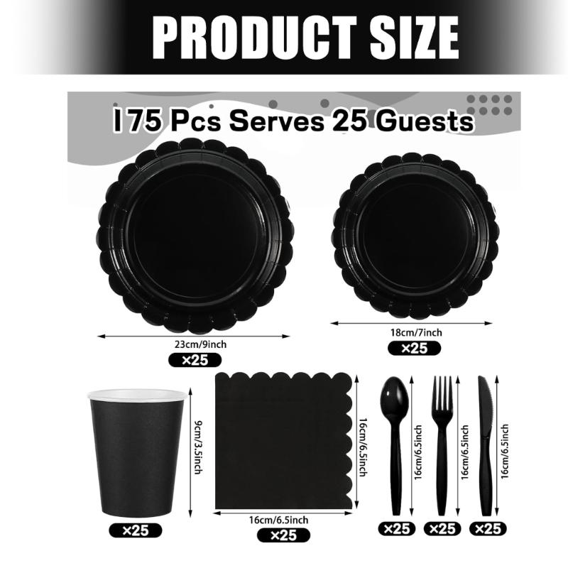 25Pcs Colorful Paper Paper Plates Cups Napkins Cutlery Set Party Dinnerware Supply for Kid Birthday Baby Showers Party