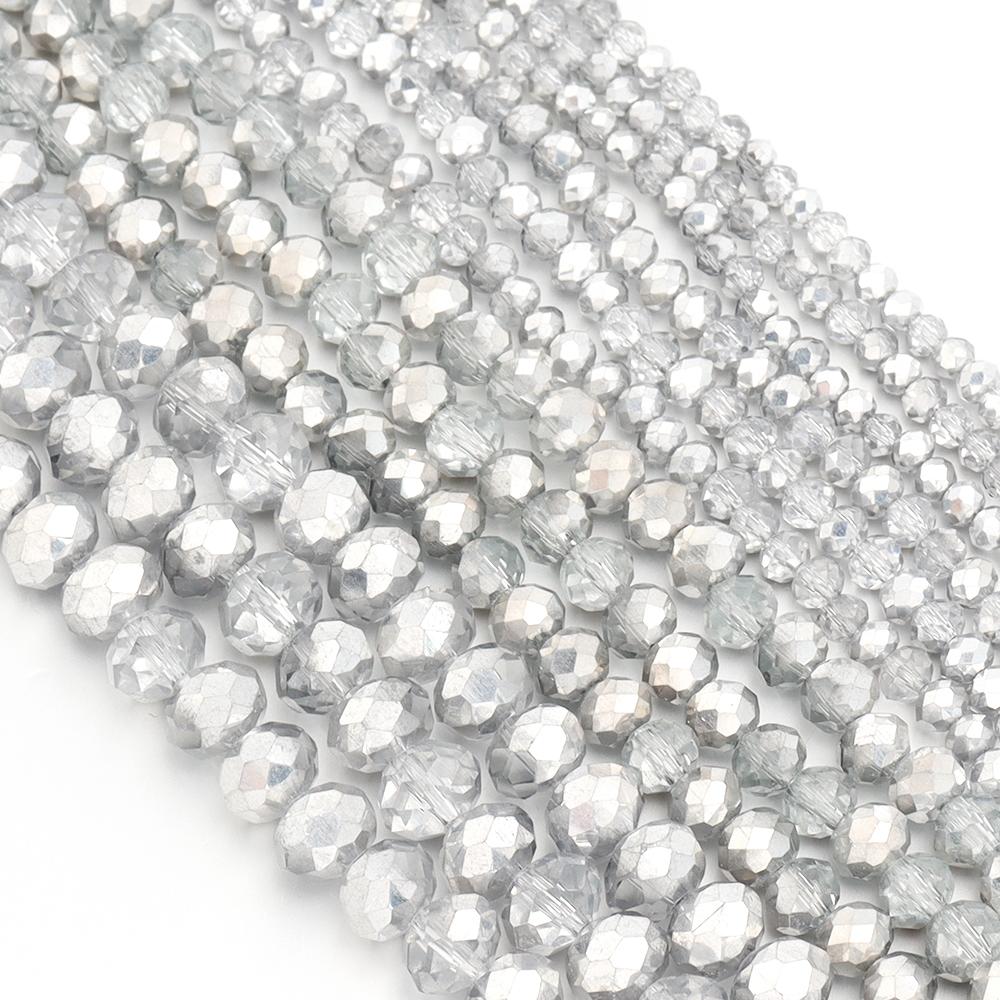 3 4 6 8mm Faceted Crystal Beads Silver Glass Beads Loose Spacer Beads For Jewelry Making DIY Craft Bracelet Necklace Accessories