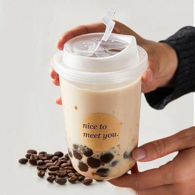 HUAHUAPack of 10 Transparent Cups with Lids for Coffee, U-shaped Disposable Holders for Hot Brew, Milk Tea, To-Go Beverages