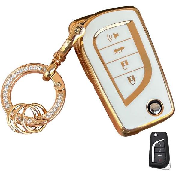 

Мягкий ТПУ для Toyota брелок, аксессуар, подходит для Toyota Fortuner tundra Camry RAV4 Highlander Corolla 4-button-white