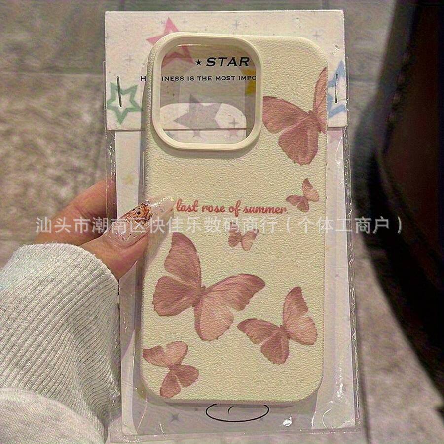 INS Niche Pink Butterfly Suitable for iPhone 15 Phone Case 14, iPhone 13/12 Pro Max Female 11, Beautiful 17
