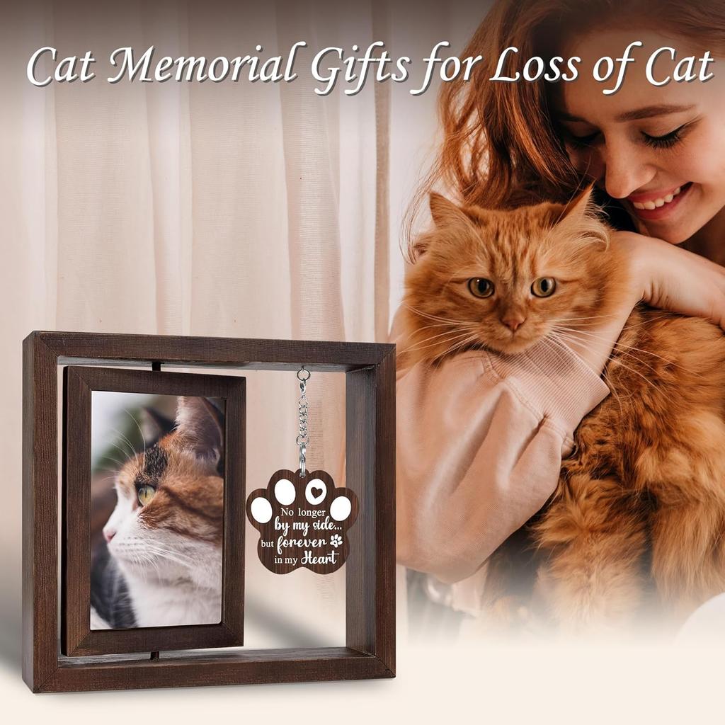 SHOW-YA Cat Memorial Gifts for Loss of Cat - Pet Memorial Gifts Cat,Loss of Cat Sympathy Gift, Cat Passing Away, Pet Remembrance Gift Cat,Rotating