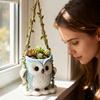 Cute Plant Pots Resin with Drainage Hole Owl Planter Small Plant Pots for Indoor Outdoor Garden Patio Porch Bedroom Living Room