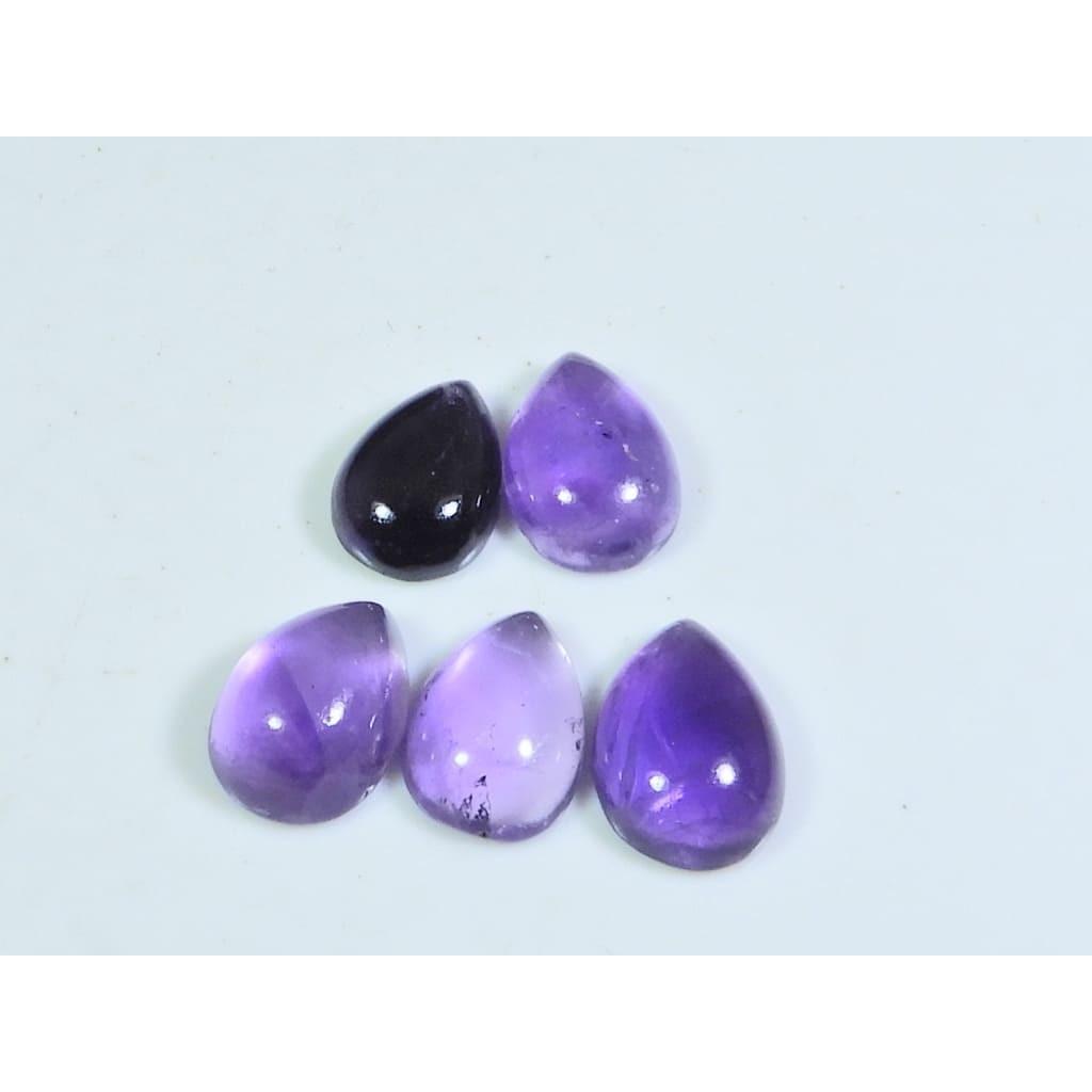 9X13MM Natural Amethst Ring Size Pear Cabochon Loose Gemstone 5Pcs Lot 23Cts A-435