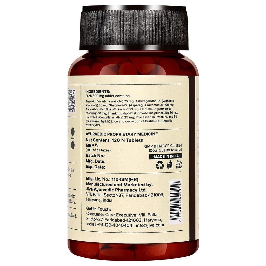 Jiva Equiline Tablets 500mg | Ayurvedic Herbal Supplement for Mind Clarity & Energy Support | 120 Tablets X Pack of 3