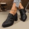 Women's Spring-Autumn Pointed-Toe Chunky-Heel Casual Slip-On Shoes, British Style Comfortable Fashionable Footwear, Available In Large Sizes.