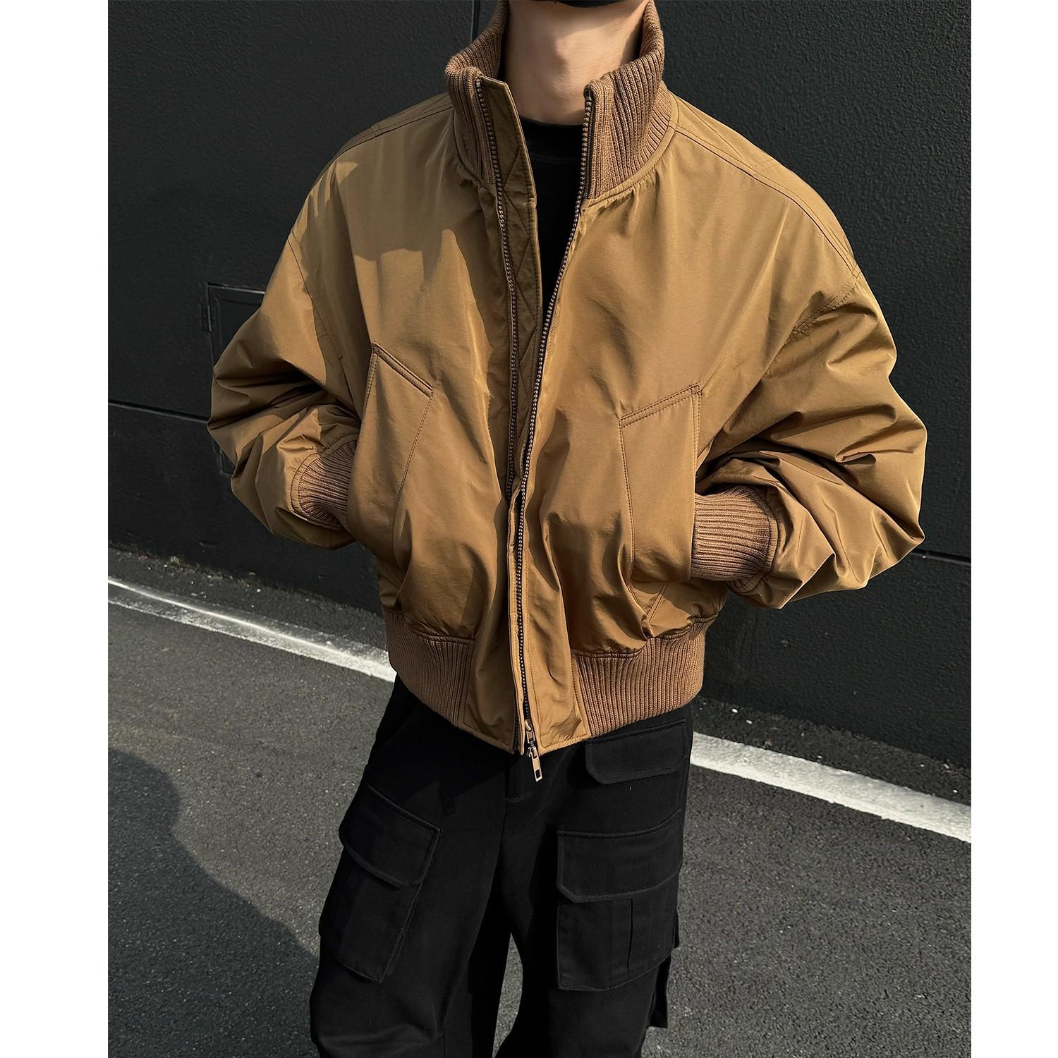 Men s Winter Thickened American Style Bomber Jacket - Trendy Short Cotton Baseball Coat M
