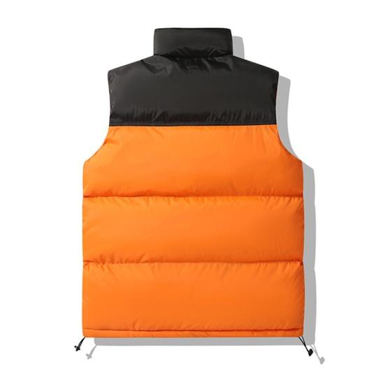 Men Cotton Waistcoat Stand Collar Sleeveless Patchwork Color Cotton Vest Coat with Pockets Elastic Drawstring Hem Zipper Placket Vest Outwear