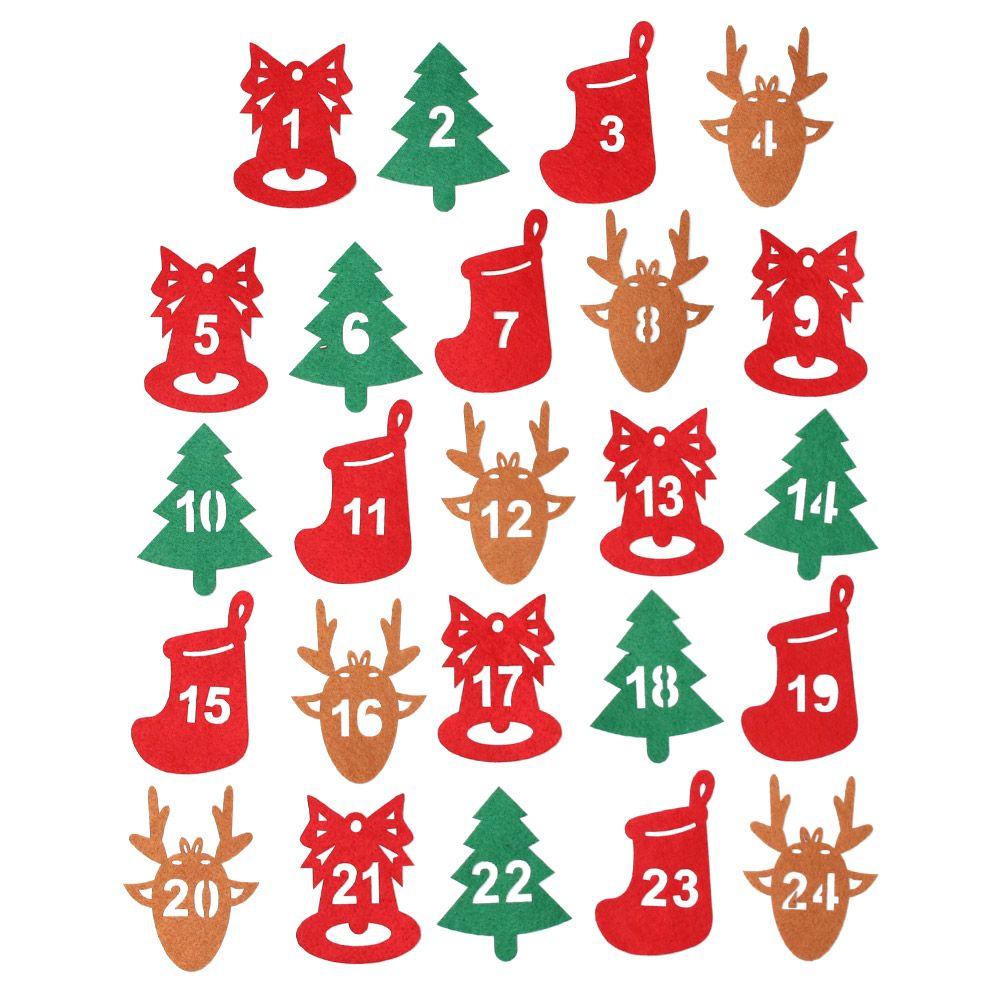 Package Label Countdown Christmas Label Advent Calendar Number Xmas Ornament Gift Felt Sticker
