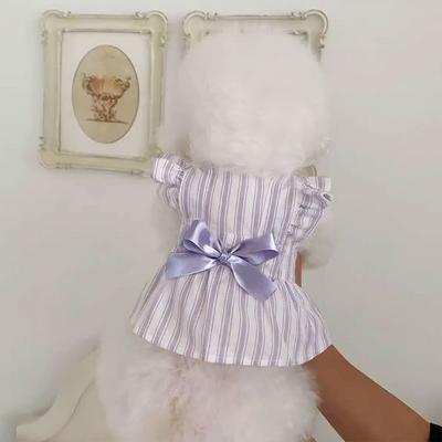 Sommergestreifte Schleifen Haustierkleider Kleine Hunde Atmungsaktive Hundekleidung Niedliche Weiche Katzen Welpenkleidung