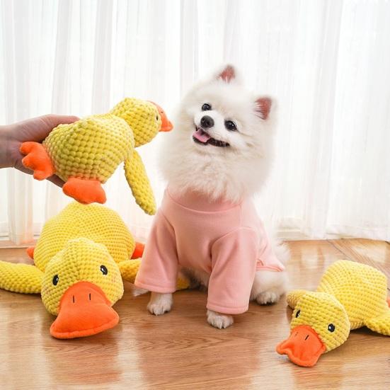 Uklidňující kachna Hračka pro psa Quack-Quack Kachna Plyšová hračka pískací kachna Interaktivní Žvýkací hračka Žvýkací štěně Žlutá kachna