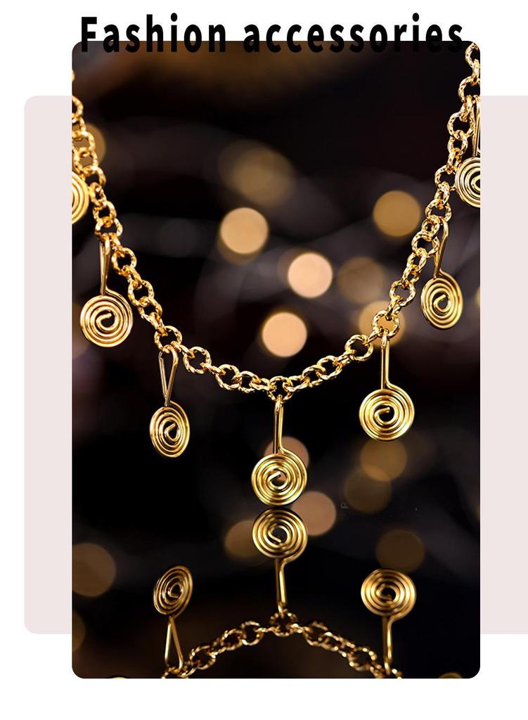 Qiong Yao Stainless Steel Jewelry Set: Mosquito Coil Holder, Tassel Earrings, Necklace, Anklet - New Ins Style for Women