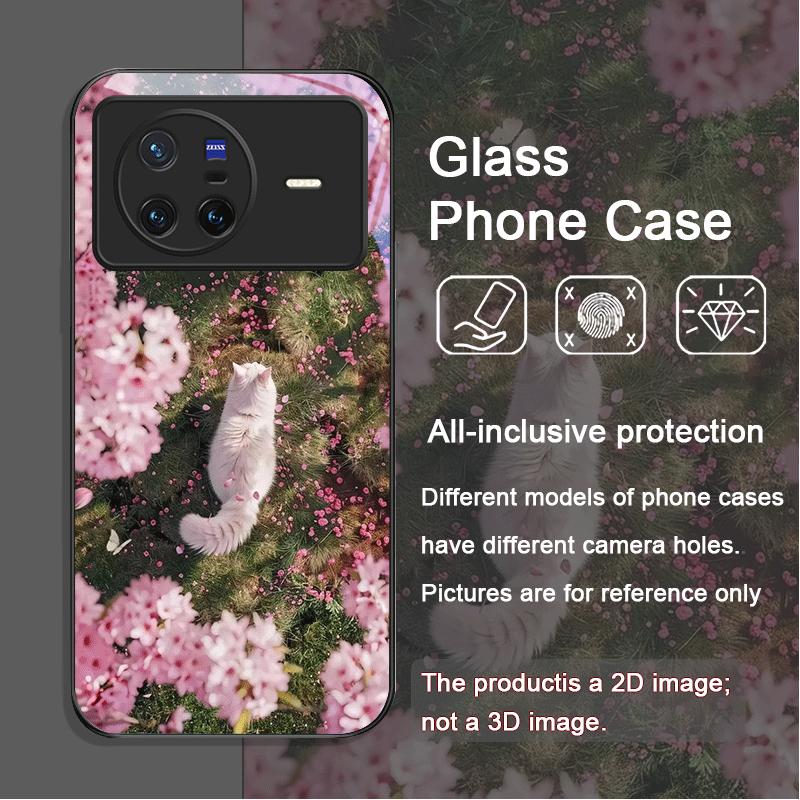 

Розовый Цветок Сакуры Милый Кот Печать Закаленное Стекло Чехол для Телефона для Xiaomi Redmi Note 15 Pro+ 14 13 12 11T PRO 10 Lite Обложка Redmi note 15 pro+ 5g