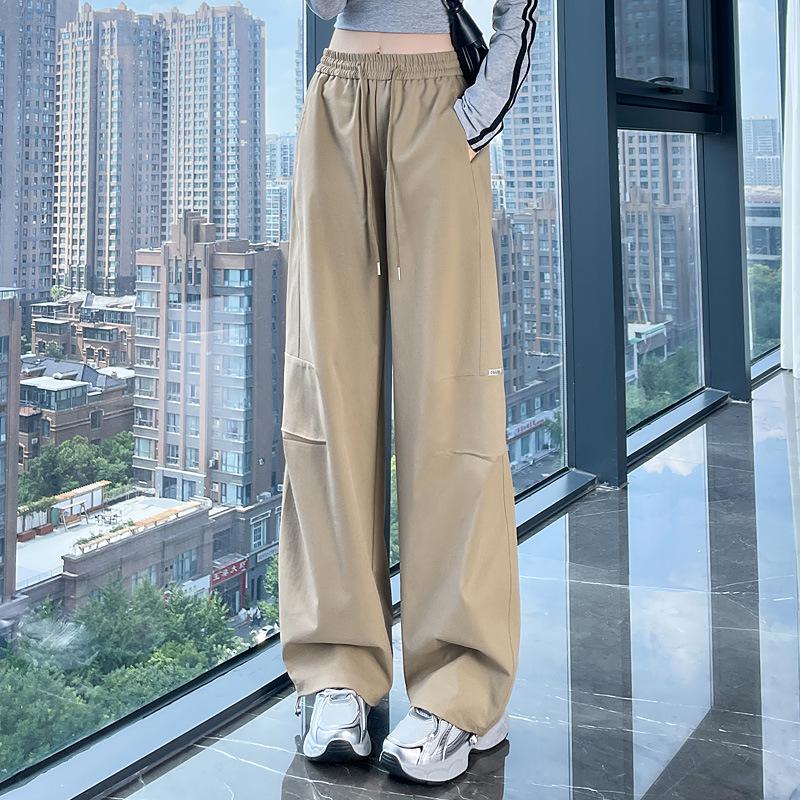 Women's Khaki High-Waist Wide Leg Work Pants - Autumn 2025 Collection