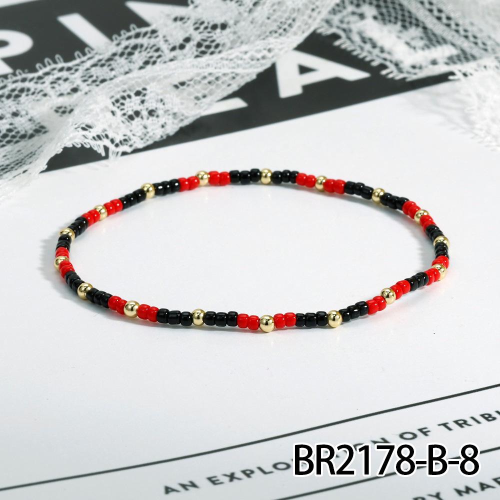 Literary Gentle Style Bow Knot Retro Color Block Rice Bead Layered Bracelet