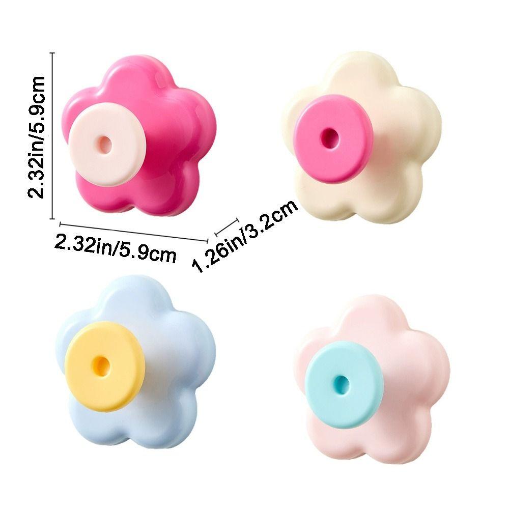 4PCS Wall Mounted Flower Hooks Decorative Key Hangers Practical Suction Cup Hook  Kitchen