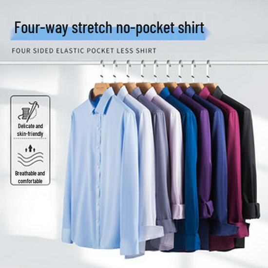 Men's Slim Fit Stretch Iron-Free Long Sleeve Shirt for Business or Commute
