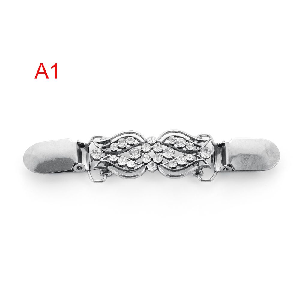 Fashion Women Cardigan Collar Clip Vintage Elegant Sweater Shawl Clasps Clothing Pins Silver Clips