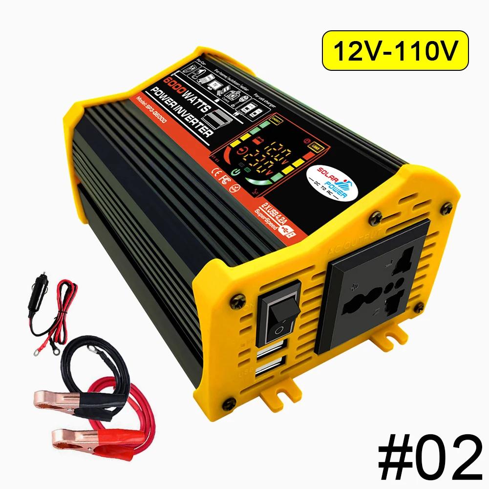 

Универсальный автомобильный инвертор питания 500 Вт с ЖК-дисплеем, адаптер-преобразователь напряжения с двумя USB, 12 В в 220 В/110 В, модифицированный синусоидальный трансформатор