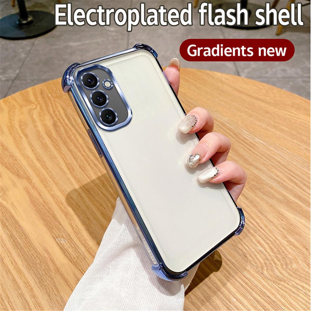 Gradient Glitter Plating Clear Phone Case For Samsung A15 A25 A35 A55 A54 A34 A14 A24 A13 A53 A23 A33 A32 A52 Shockproof Cover