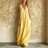 European and American new women's clothing, casual sleeveless loose pocket women's long dress