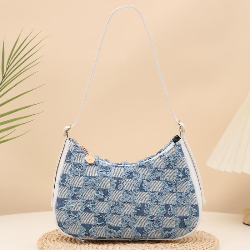 

Woven straw bag women s new rainbow dumpling bag, one shoulder underarm messenger bag. джинсовый синий
